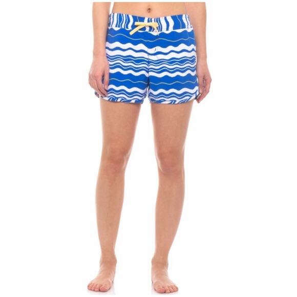Columbia PFG Board Swim Shorts Womens XL Cool Coast II Blue Stripe Omni-Shade - Picture 1 of 12